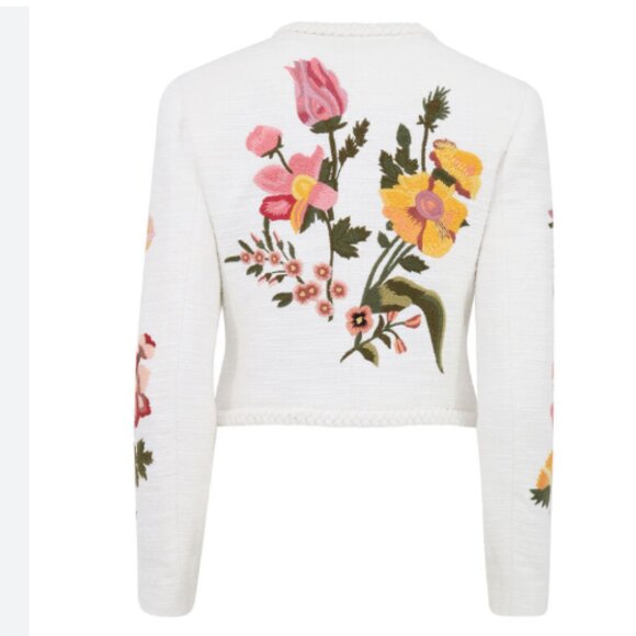 new DEREK LAM 10 CROSBY Penelope Floral Embroidered Crew Neck Jacket 257 2T1M0 - Picture 5 of 7